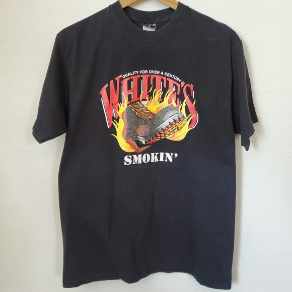 M Men's Black Graphic Tee White's Boots - Picture 2 of 7